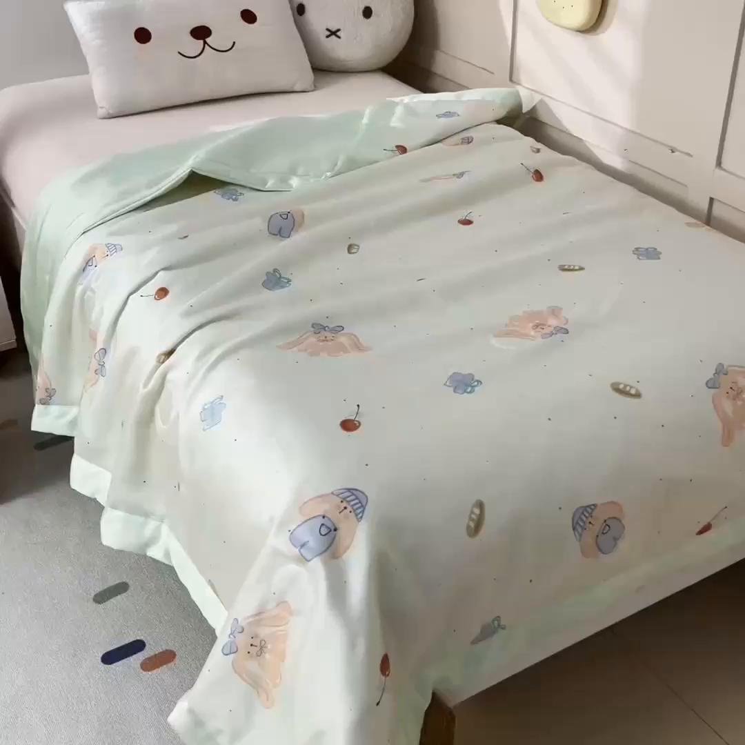 91家纺网 家纺一手货源 找家纺 御棉坊 2026春夏A类天丝活性印染儿童大豆夏被宝宝夏凉被幼儿园午睡空调被薄被子 乐乐兔