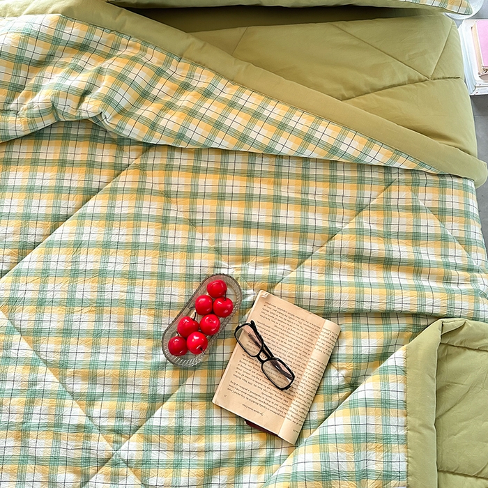 91家纺网 家纺一手货源 找家纺 春皖家纺 2026新款全棉色织羽丝绒夏被-风格1 栗木-芒格