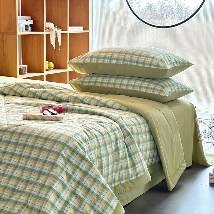 91家纺网 家纺一手货源 找家纺 春皖家纺 2026新款全棉色织羽丝绒夏被-风格1 栗木-芒格