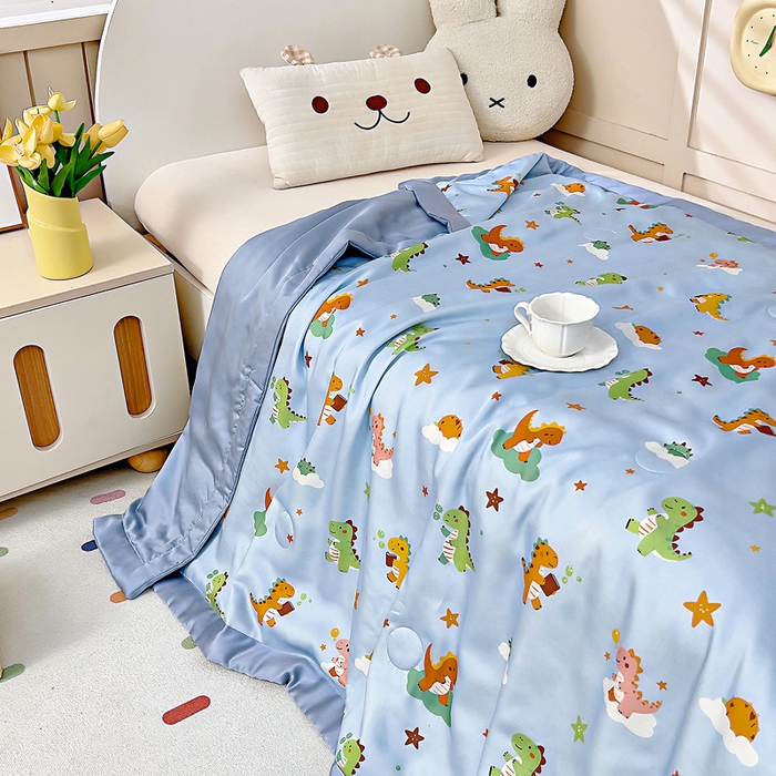 91家纺网 家纺一手货源 找家纺 御棉坊 2026春夏A类天丝活性印染儿童大豆夏被宝宝夏凉被幼儿园午睡空调被薄被子 曼波恐龙