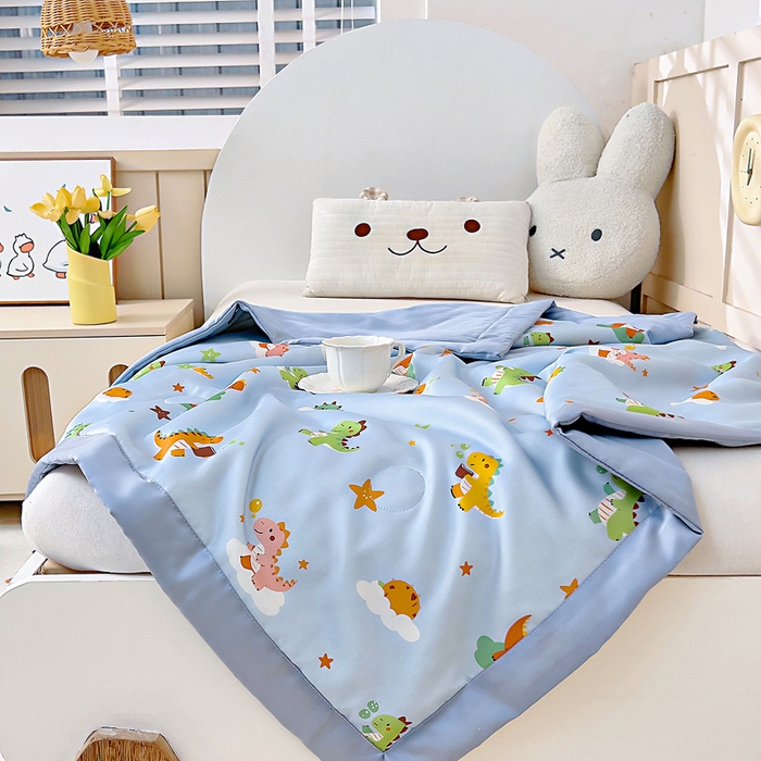 91家纺网 家纺一手货源 找家纺 御棉坊 2026春夏A类天丝活性印染儿童大豆夏被宝宝夏凉被幼儿园午睡空调被薄被子 曼波恐龙