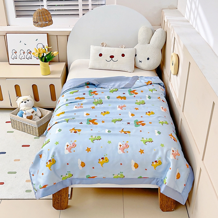 91家纺网 家纺一手货源 找家纺 御棉坊 2026春夏A类天丝活性印染儿童大豆夏被宝宝夏凉被幼儿园午睡空调被薄被子 曼波恐龙