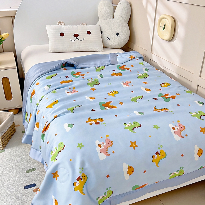 91家纺网 家纺一手货源 找家纺 御棉坊 2026春夏A类天丝活性印染儿童大豆夏被宝宝夏凉被幼儿园午睡空调被薄被子 曼波恐龙