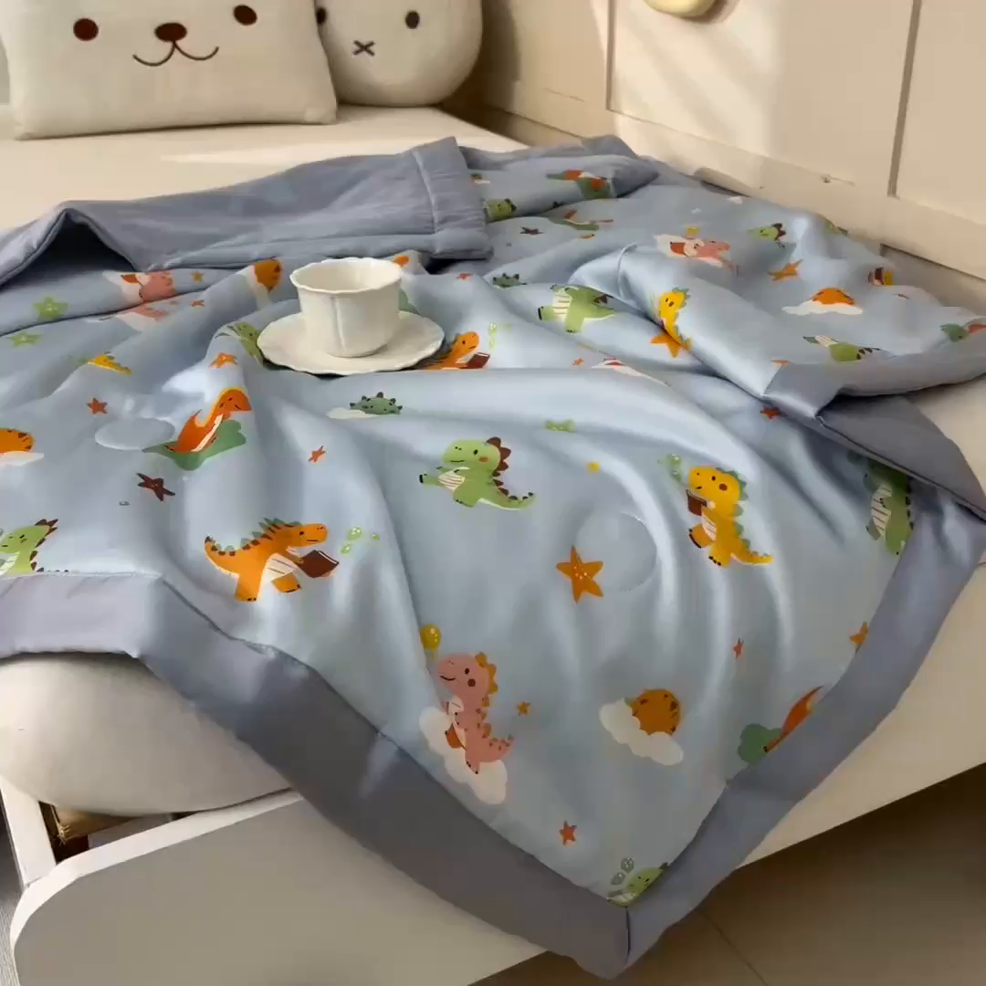 91家纺网 家纺一手货源 找家纺 御棉坊 2026春夏A类天丝活性印染儿童大豆夏被宝宝夏凉被幼儿园午睡空调被薄被子 曼波恐龙