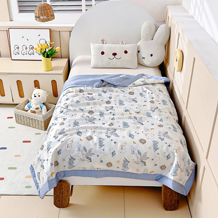 91家纺网 家纺一手货源 找家纺 御棉坊 2026春夏A类天丝活性印染儿童大豆夏被宝宝夏凉被幼儿园午睡空调被薄被子 神域飞马