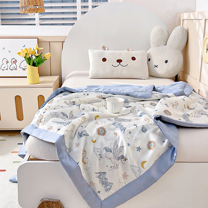 91家纺网 家纺一手货源 找家纺 御棉坊 2026春夏A类天丝活性印染儿童大豆夏被宝宝夏凉被幼儿园午睡空调被薄被子 神域飞马