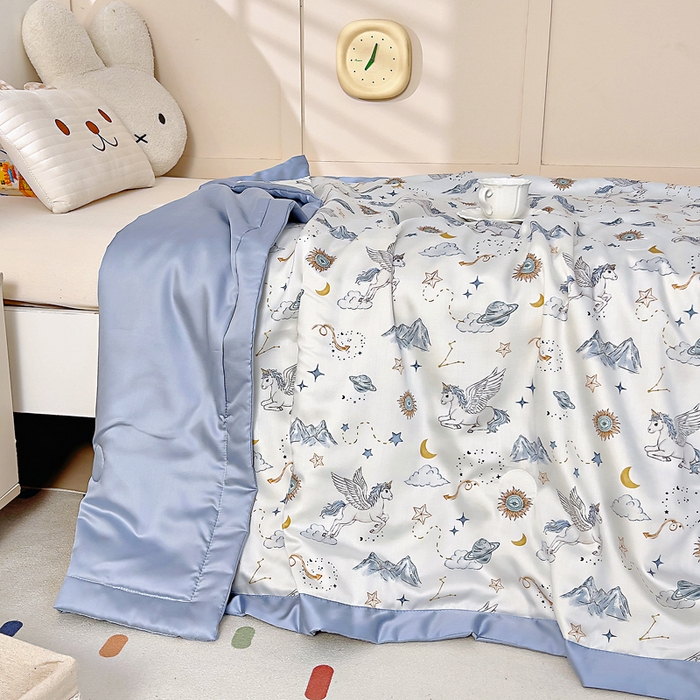 91家纺网 家纺一手货源 找家纺 御棉坊 2026春夏A类天丝活性印染儿童大豆夏被宝宝夏凉被幼儿园午睡空调被薄被子 神域飞马