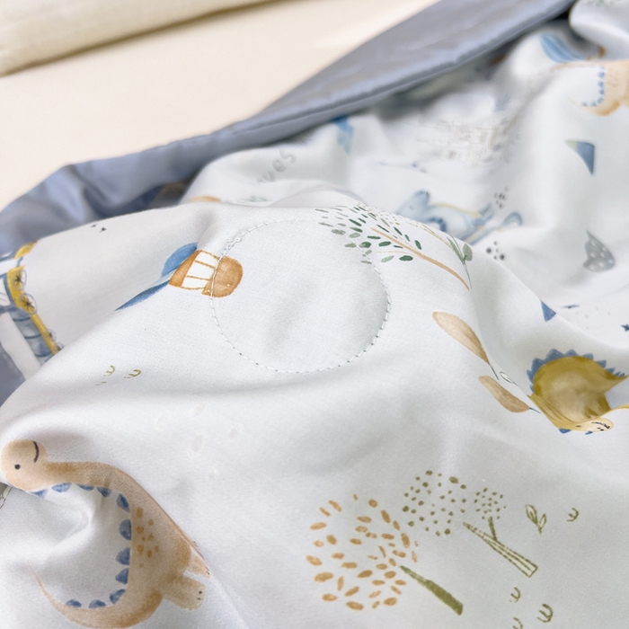 91家纺网 家纺一手货源 找家纺 御棉坊 2026春夏A类天丝活性印染儿童大豆夏被宝宝夏凉被幼儿园午睡空调被薄被子 雪国恐龙