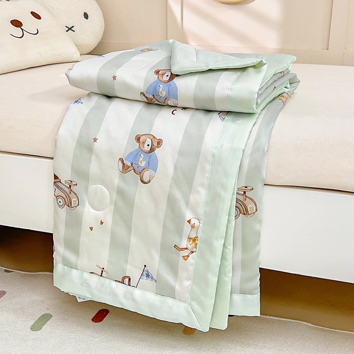 91家纺网 家纺一手货源 找家纺 御棉坊 2026春夏A类天丝活性印染儿童大豆夏被宝宝夏凉被幼儿园午睡空调被薄被子 摇摇熊