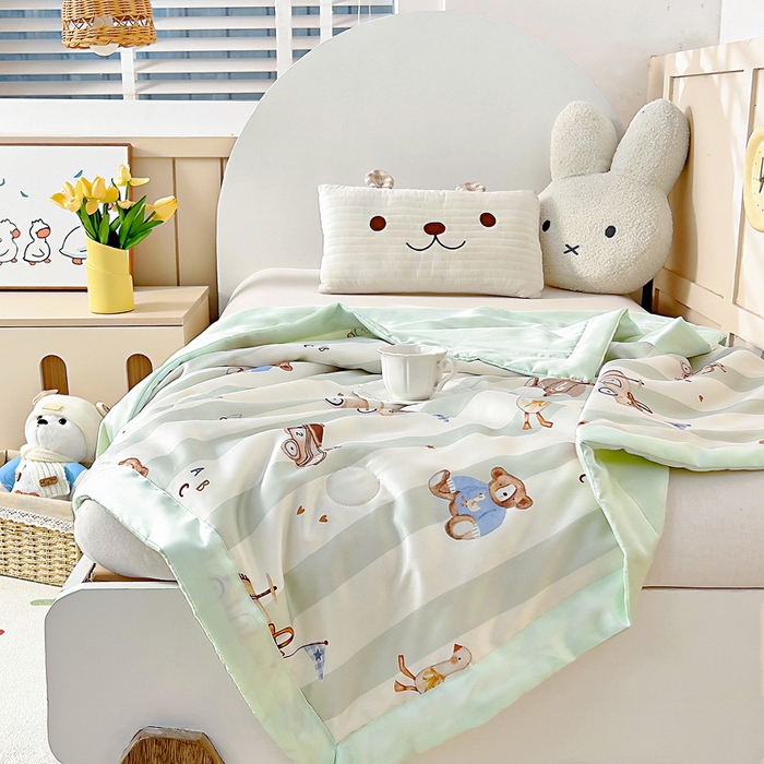 91家纺网 家纺一手货源 找家纺 御棉坊 2026春夏A类天丝活性印染儿童大豆夏被宝宝夏凉被幼儿园午睡空调被薄被子 摇摇熊