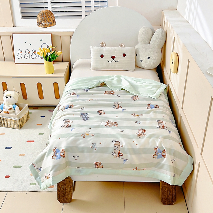 91家纺网 家纺一手货源 找家纺 御棉坊 2026春夏A类天丝活性印染儿童大豆夏被宝宝夏凉被幼儿园午睡空调被薄被子 摇摇熊