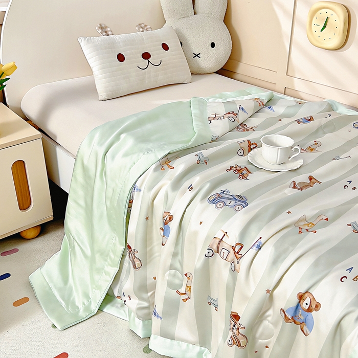 91家纺网 家纺一手货源 找家纺 御棉坊 2026春夏A类天丝活性印染儿童大豆夏被宝宝夏凉被幼儿园午睡空调被薄被子 摇摇熊