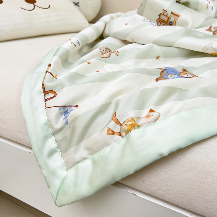 91家纺网 家纺一手货源 找家纺 御棉坊 2026春夏A类天丝活性印染儿童大豆夏被宝宝夏凉被幼儿园午睡空调被薄被子 摇摇熊