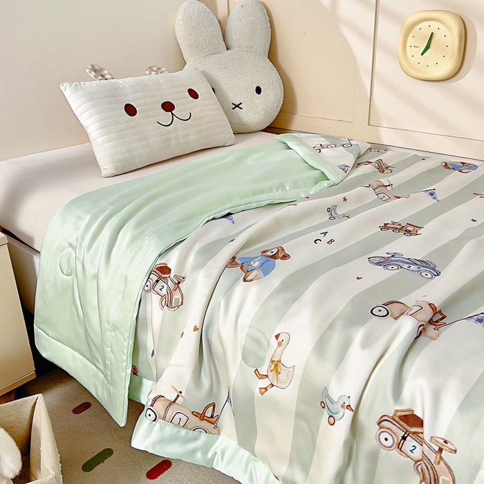 91家纺网 家纺一手货源 找家纺 御棉坊 2026春夏A类天丝活性印染儿童大豆夏被宝宝夏凉被幼儿园午睡空调被薄被子 摇摇熊