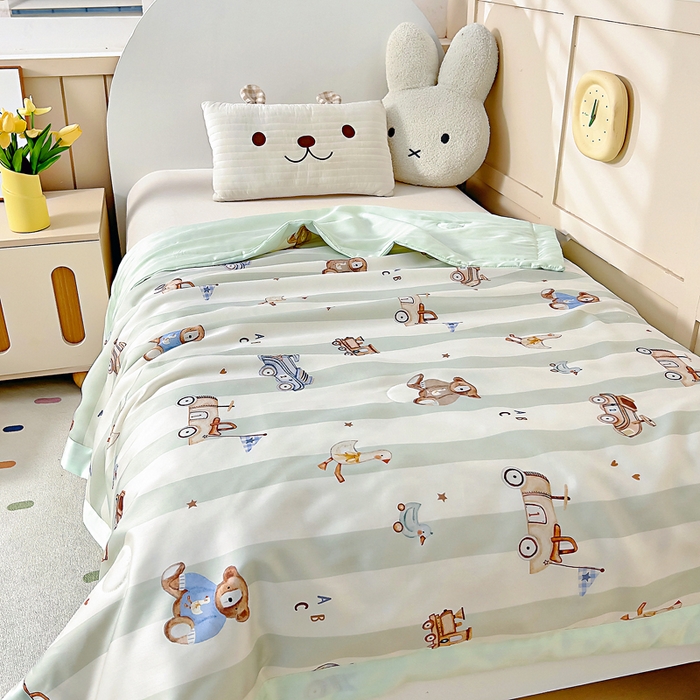 91家纺网 家纺一手货源 找家纺 御棉坊 2026春夏A类天丝活性印染儿童大豆夏被宝宝夏凉被幼儿园午睡空调被薄被子 摇摇熊