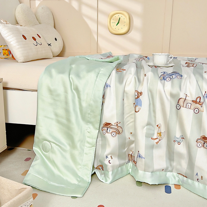 91家纺网 家纺一手货源 找家纺 御棉坊 2026春夏A类天丝活性印染儿童大豆夏被宝宝夏凉被幼儿园午睡空调被薄被子 摇摇熊