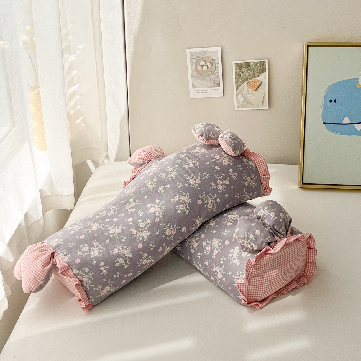 小桃姐家纺 直播爆款全棉双层纱卡通荞麦枕芯枕头儿童学生成人护颈枕兔兔荞麦枕 复古小花