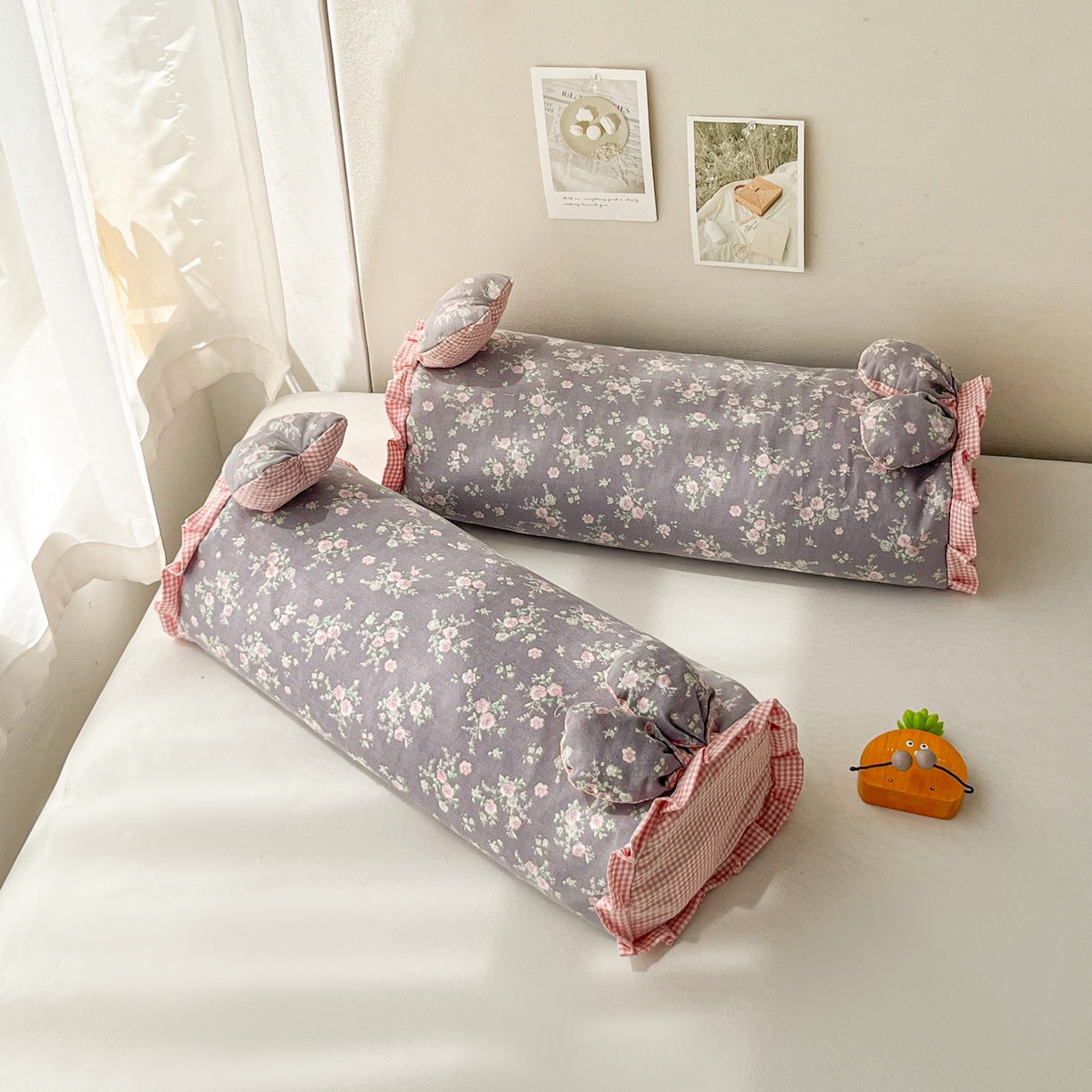 91家纺网 家纺一手货源 找家纺 小桃姐家纺 直播爆款全棉双层纱卡通荞麦枕芯枕头儿童学生成人护颈枕兔兔荞麦枕 复古小花