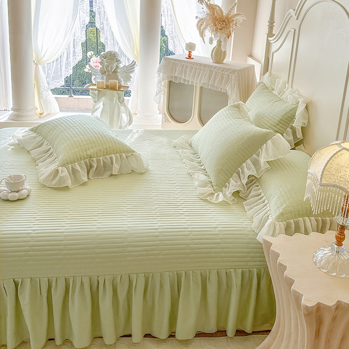 91家纺网 家纺一手货源 找家纺 网红馆（ck家纺）2026新款星河蜜语全棉床盖四件套单床盖 星河蜜语 绿