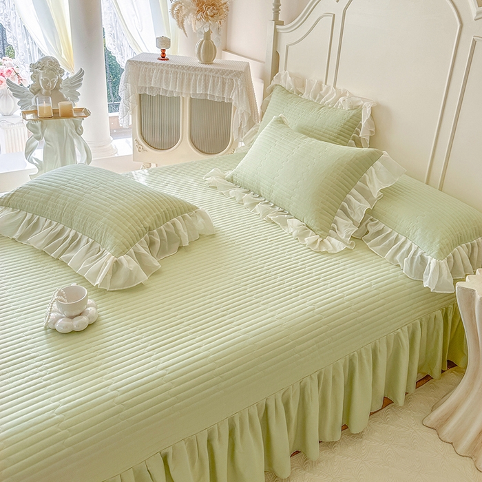 91家纺网 家纺一手货源 找家纺 网红馆（ck家纺）2026新款星河蜜语全棉床盖四件套单床盖 星河蜜语 绿