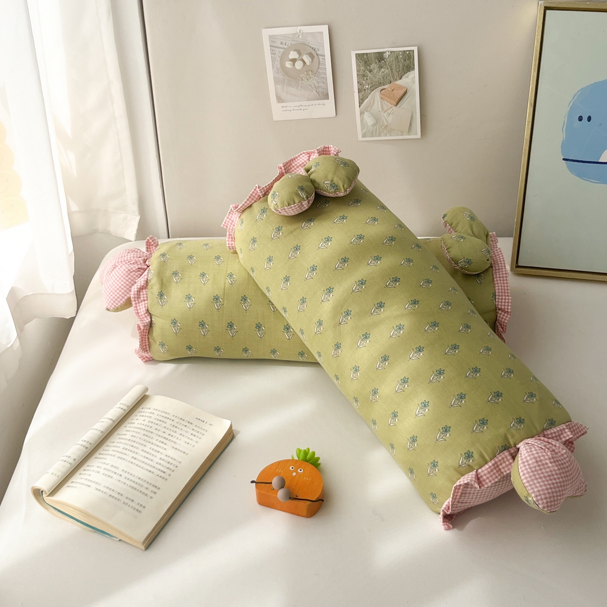 91家纺网 家纺一手货源 找家纺 小桃姐家纺 直播爆款全棉双层纱卡通荞麦枕芯枕头儿童学生成人护颈枕兔兔荞麦枕 绿野