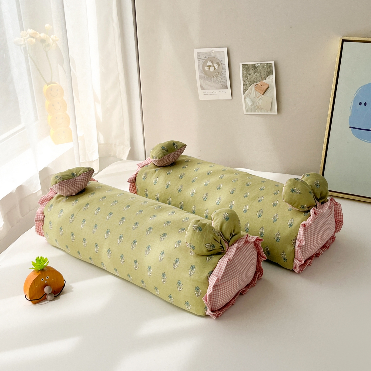 91家纺网 家纺一手货源 找家纺 小桃姐家纺 直播爆款全棉双层纱卡通荞麦枕芯枕头儿童学生成人护颈枕兔兔荞麦枕 绿野