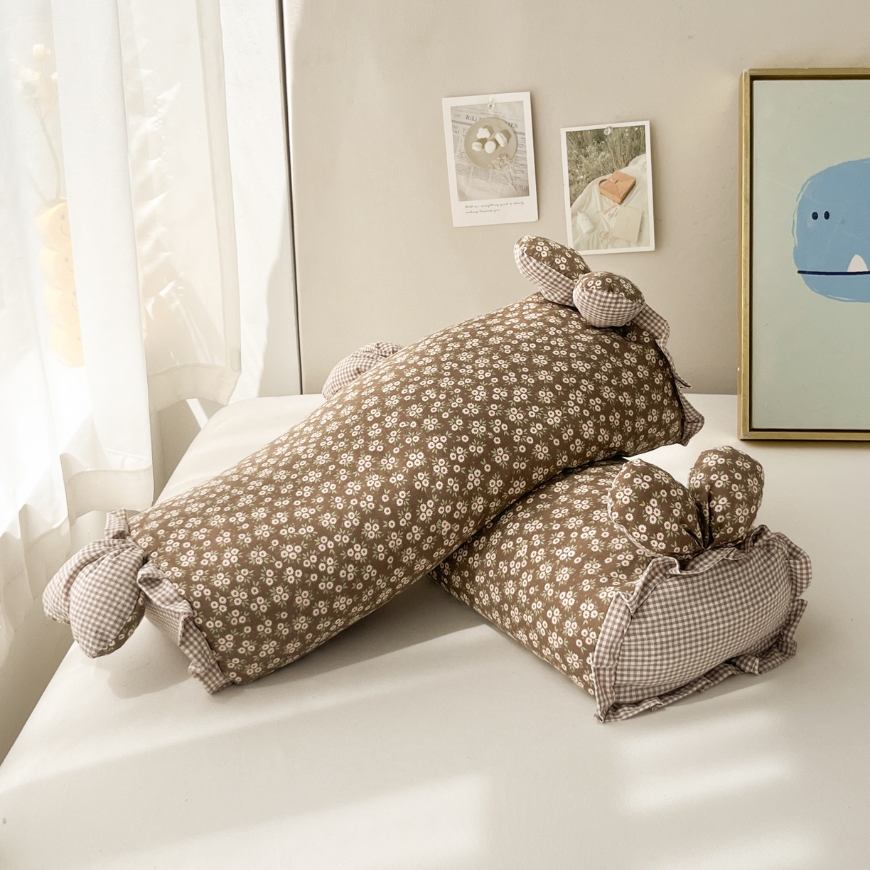 小桃姐家纺 直播爆款全棉双层纱卡通荞麦枕芯枕头儿童学生成人护颈枕兔兔荞麦枕 摩卡