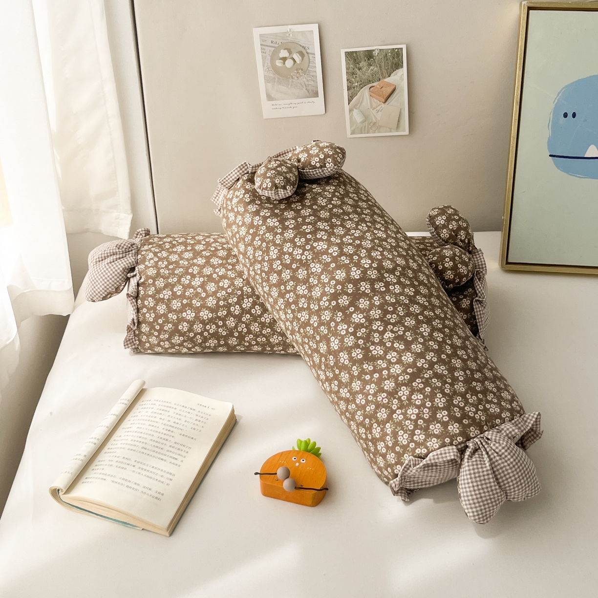 91家纺网 家纺一手货源 找家纺 小桃姐家纺 直播爆款全棉双层纱卡通荞麦枕芯枕头儿童学生成人护颈枕兔兔荞麦枕 摩卡