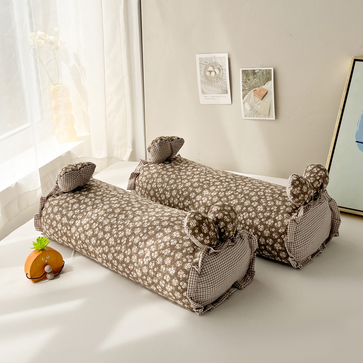 91家纺网 家纺一手货源 找家纺 小桃姐家纺 直播爆款全棉双层纱卡通荞麦枕芯枕头儿童学生成人护颈枕兔兔荞麦枕 摩卡