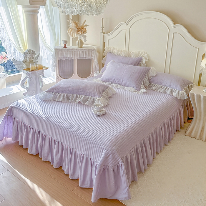 91家纺网 家纺一手货源 找家纺 网红馆（ck家纺）2026新款星河蜜语全棉床盖四件套单床盖 星河蜜语 紫