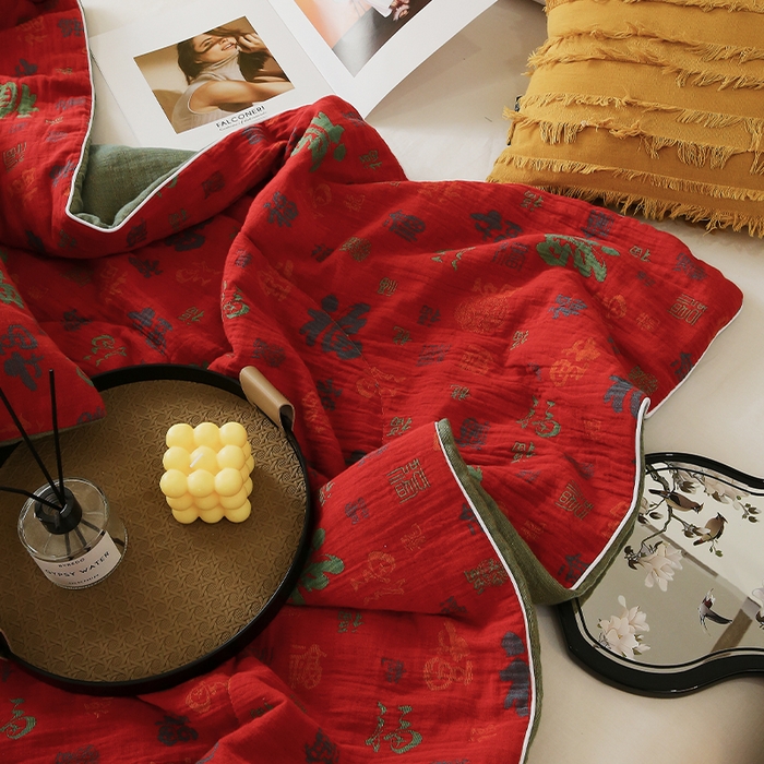 91家纺网 家纺一手货源 找家纺 （总）春皖家纺 2026新款全棉双层纱夏被系列-百福