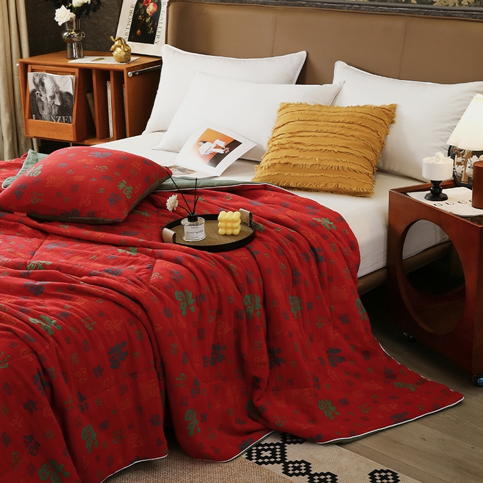 91家纺网 家纺一手货源 找家纺 （总）春皖家纺 2026新款全棉双层纱夏被系列-百福