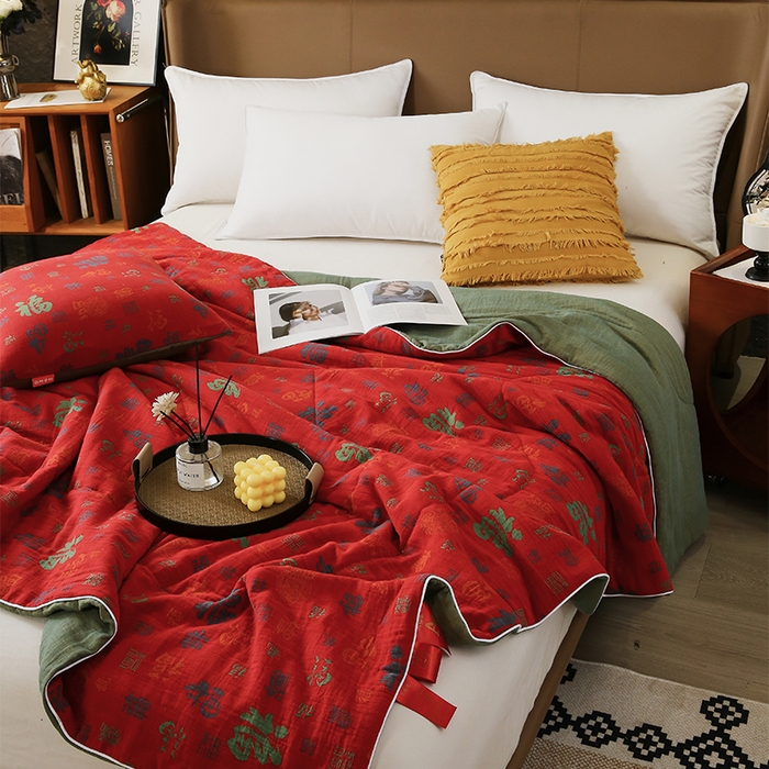 91家纺网 家纺一手货源 找家纺 （总）春皖家纺 2026新款全棉双层纱夏被系列-百福