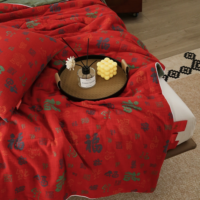 91家纺网 家纺一手货源 找家纺 （总）春皖家纺 2026新款全棉双层纱夏被系列-百福