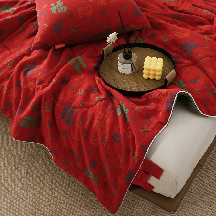 91家纺网 家纺一手货源 找家纺 （总）春皖家纺 2026新款全棉双层纱夏被系列-百福