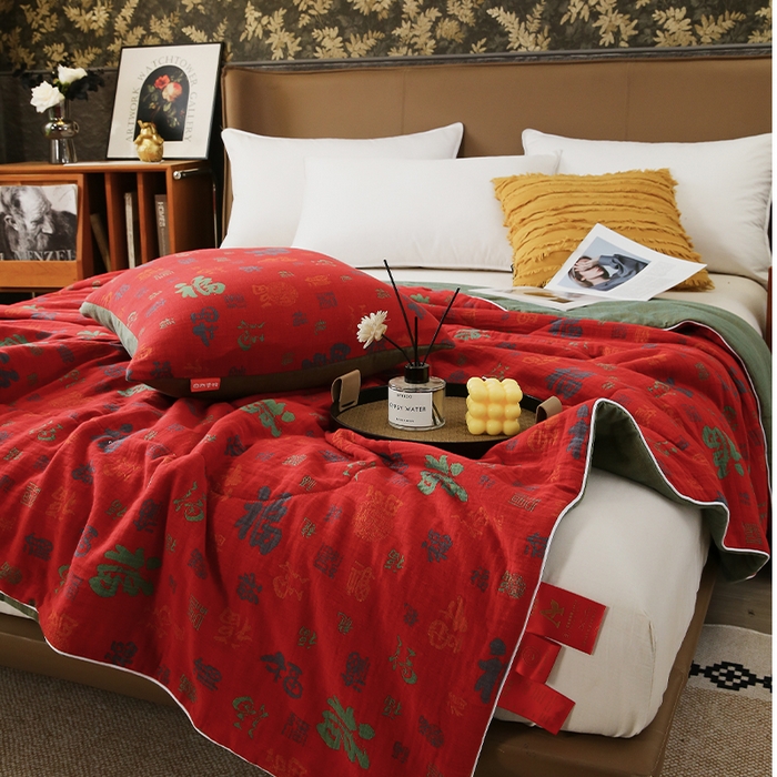 91家纺网 家纺一手货源 找家纺 （总）春皖家纺 2026新款全棉双层纱夏被系列-百福