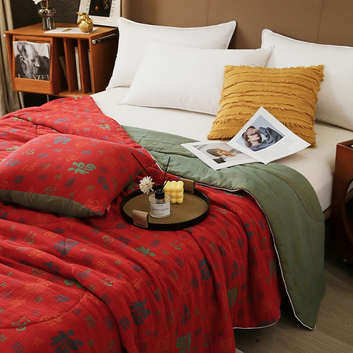 91家纺网 家纺一手货源 找家纺 （总）春皖家纺 2026新款全棉双层纱夏被系列-百福