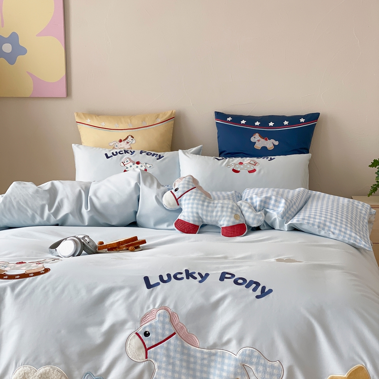 91家纺网 家纺一手货源 找家纺 （总）星野 2026春夏新品100双股澳棉刺绣贴布绣四件套--旋转木马