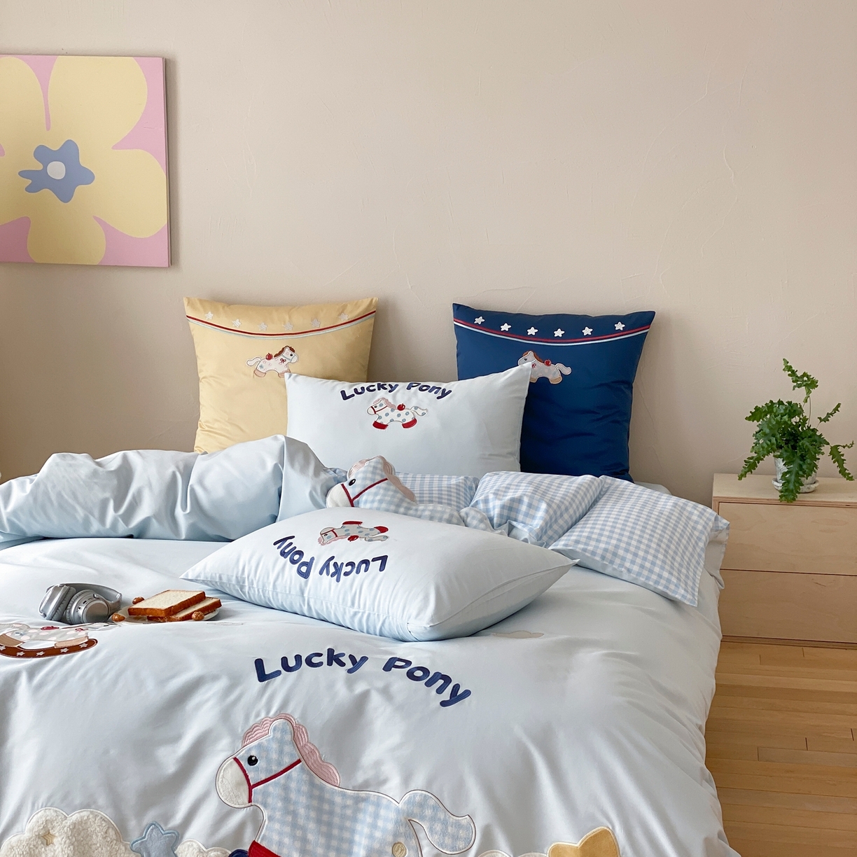 91家纺网 家纺一手货源 找家纺 （总）星野 2026春夏新品100双股澳棉刺绣贴布绣四件套--旋转木马