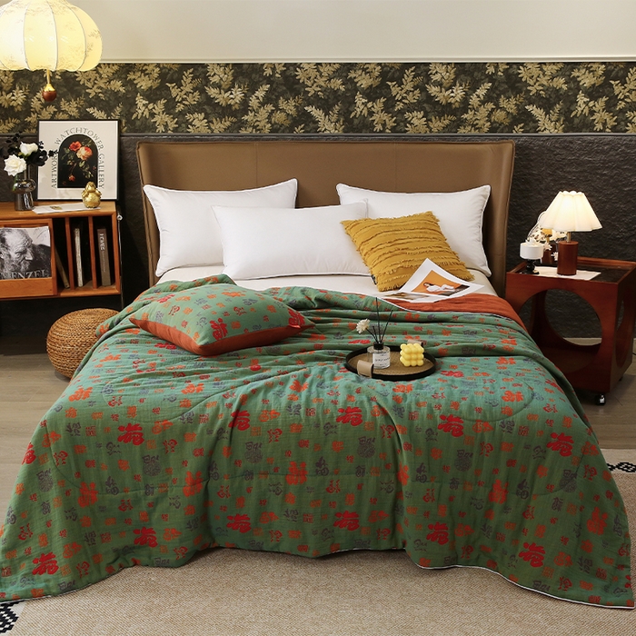 91家纺网 家纺一手货源 找家纺 （总）春皖家纺 2026新款全棉双层纱夏被系列-百福