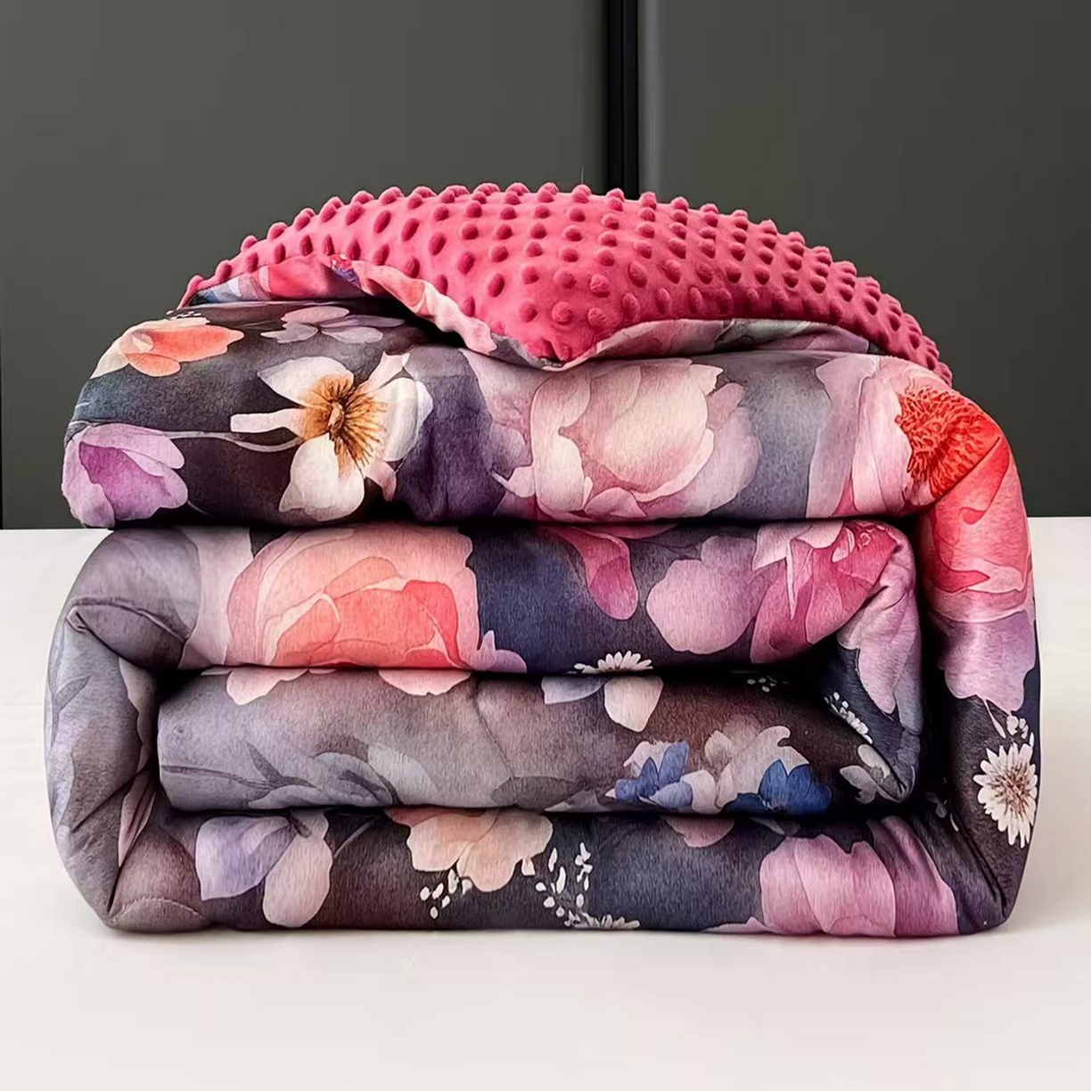 91家纺网 家纺一手货源 找家纺 （总）粉黛 2026新款针织豆豆绒被-花舞 200*230cm,花舞