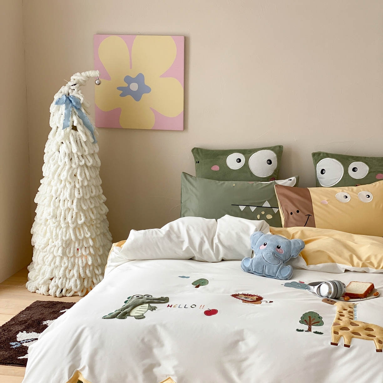 91家纺网 家纺一手货源 找家纺 （总）星野 2026春夏新品100双股澳棉刺绣贴布绣四件套--森林探索