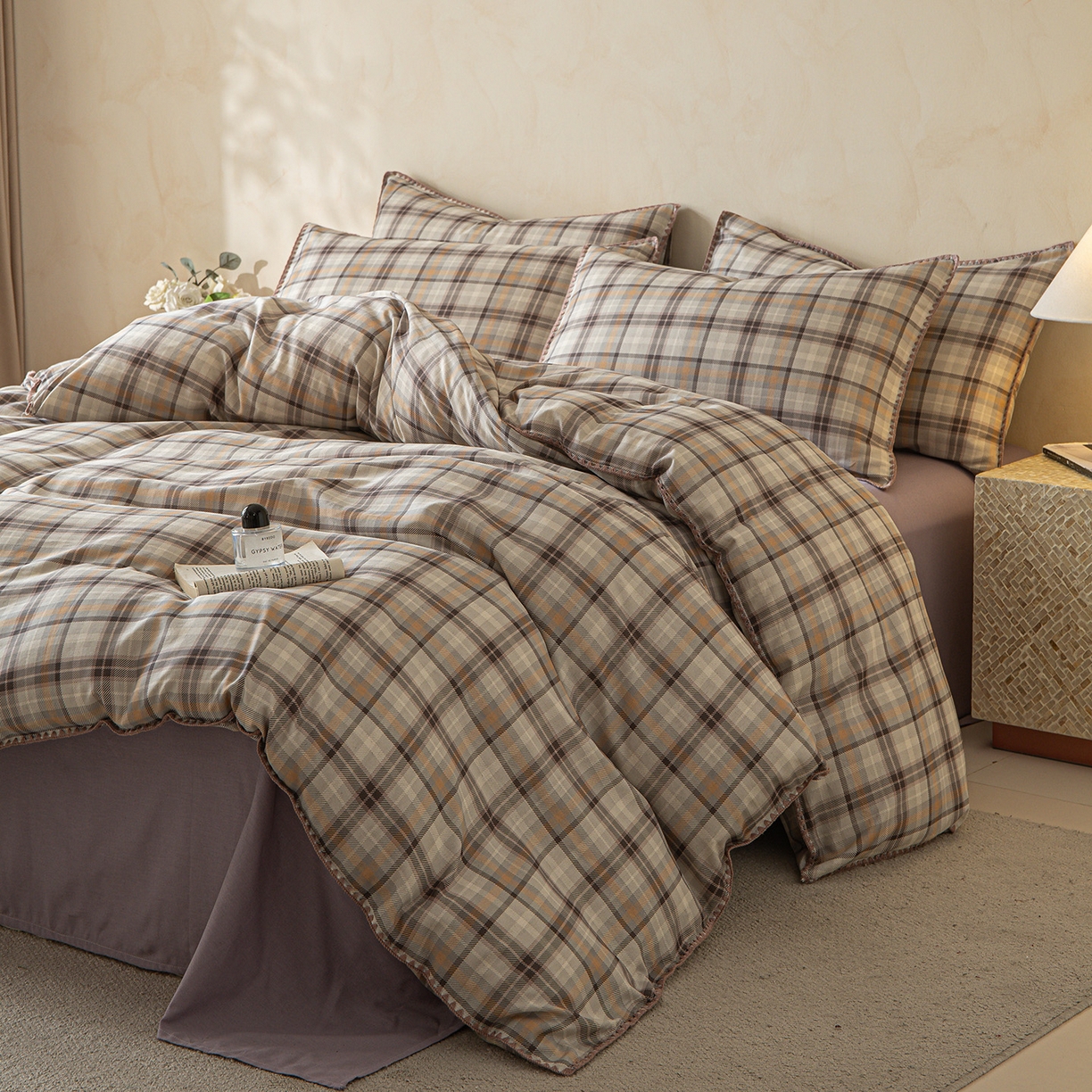 91家纺网 家纺一手货源 找家纺 （总）桃子家居 2026新款A类纯棉棉麻三角针工艺贝壳边简约水洗棉麻四件套系列