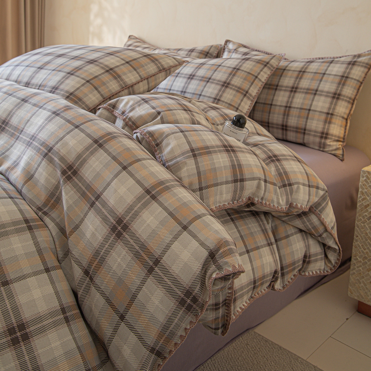 91家纺网 家纺一手货源 找家纺 （总）桃子家居 2026新款A类纯棉棉麻三角针工艺贝壳边简约水洗棉麻四件套系列