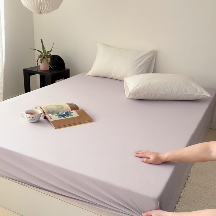 法芙娜家纺 2026新款纯色165克双面锦氨凉感冰皮床笠 紫色