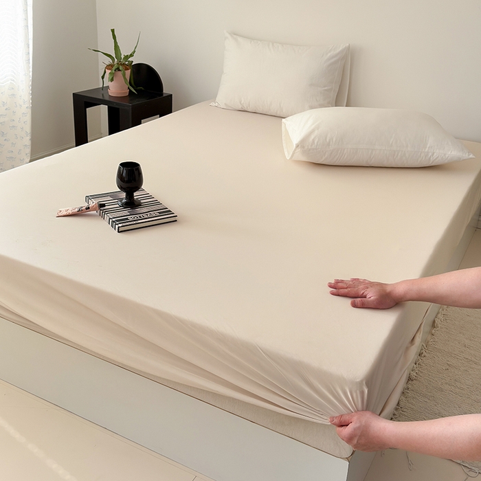 法芙娜家纺 2026新款纯色165克双面锦氨凉感冰皮床笠 杏色