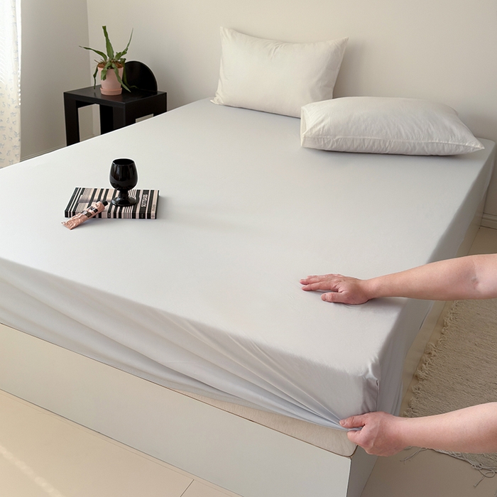 法芙娜家纺 2026新款纯色165克双面锦氨凉感冰皮床笠 灰色