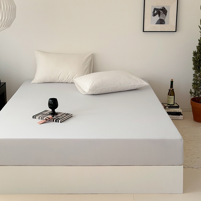 91家纺网 家纺一手货源 找家纺 法芙娜家纺 2026新款纯色165克双面锦氨凉感冰皮床笠 灰色