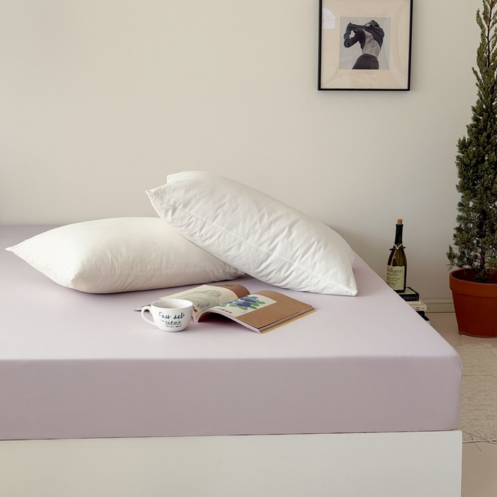 91家纺网 家纺一手货源 找家纺 法芙娜家纺 2026新款纯色165克双面锦氨凉感冰皮床笠 紫色