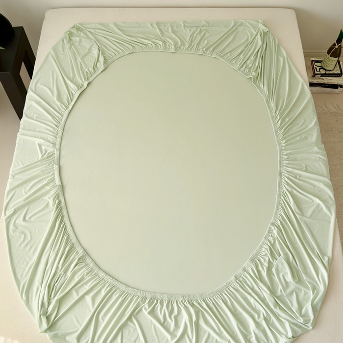 91家纺网 家纺一手货源 找家纺 法芙娜家纺 2026新款纯色165克双面锦氨凉感冰皮床笠 绿色